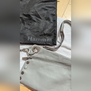Hammitt Nash Gray Pebbled Leather Crossbody w/ Brushed Silver-tone hardware.